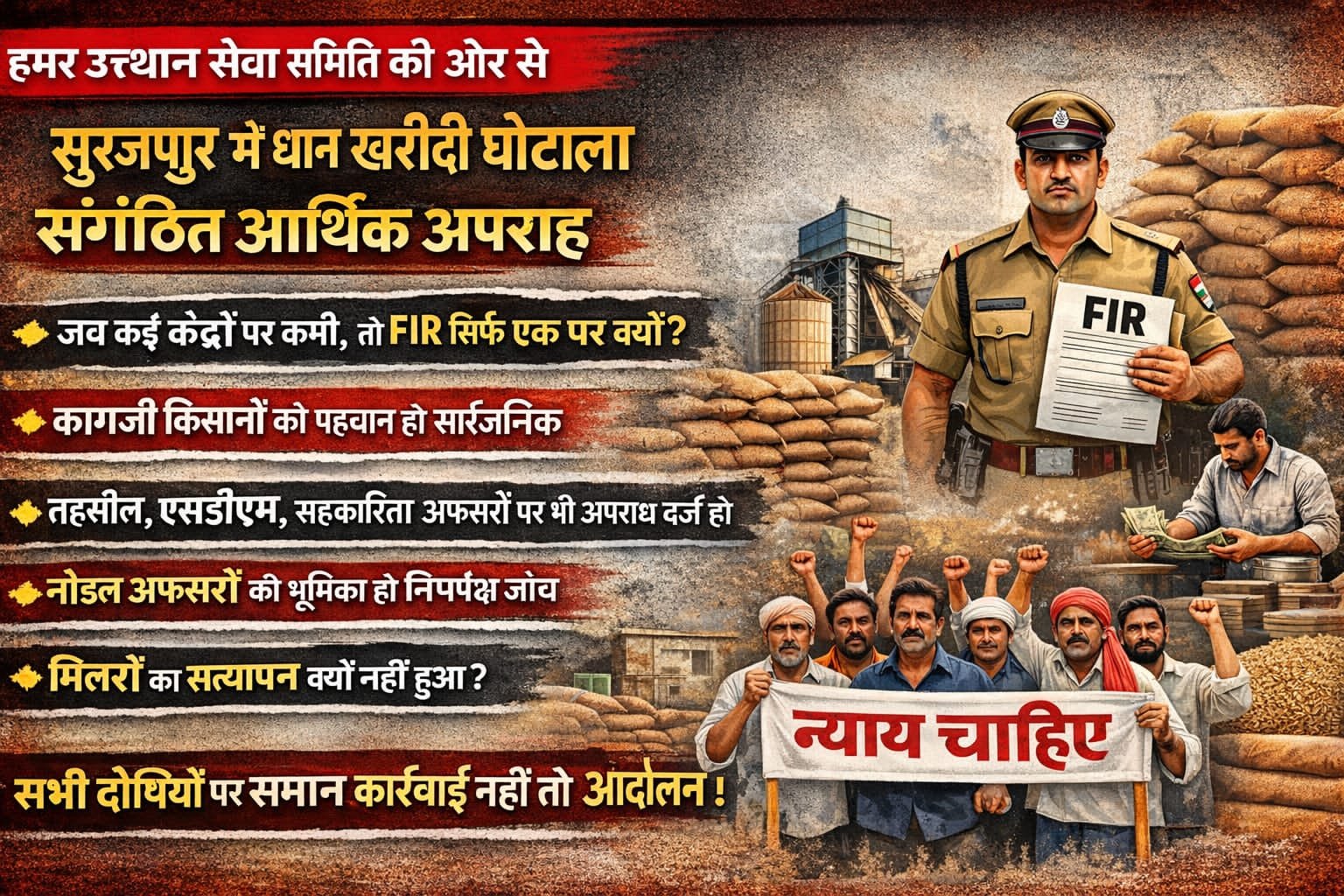 सूरजपुर में धान खरीदी नहीं, संगठित अपराध उजागर: 1.80 करोड़ का गबन, थाना सलका में FIR अब अफसर, नोडल, मिलर और &lsquo;कागजी किसान&rsquo; कब कटघरे में आएंगे?